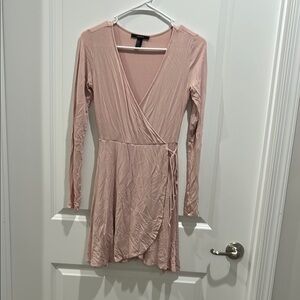 Elegant Pink Wrap Dress